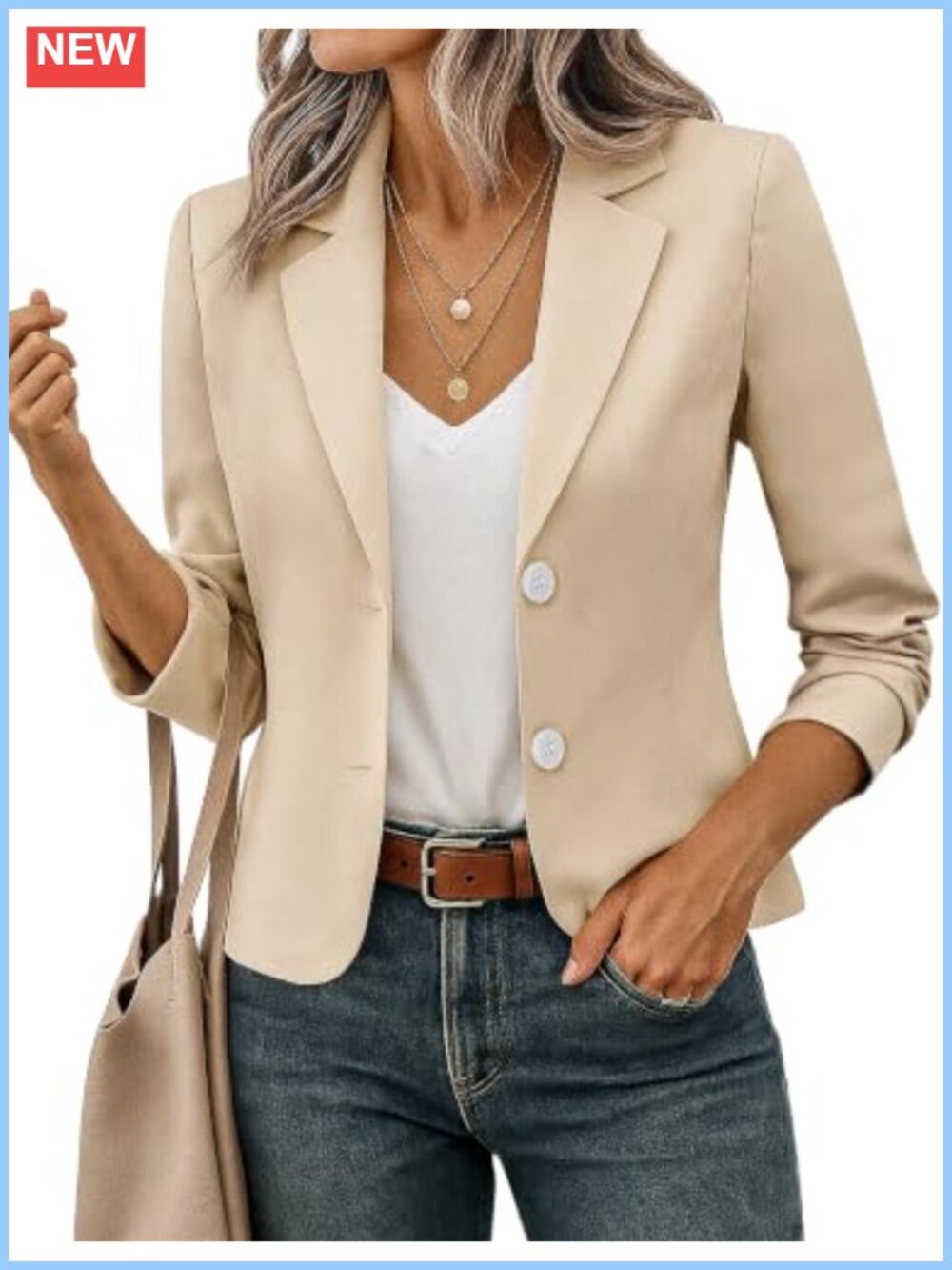 Women's Cropped Blazer Jacket Office Casual Notch Lapel S-XL